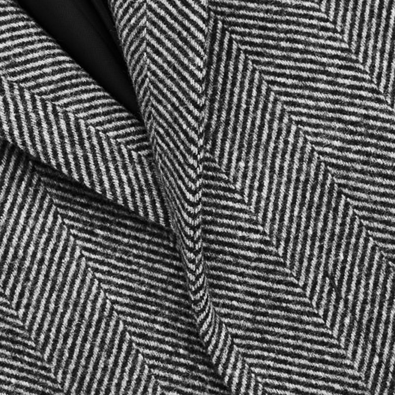 【24-hour shipping】Men's Vintage Herringbone Fabric Spliced Fur Collar Coat 32573111Y