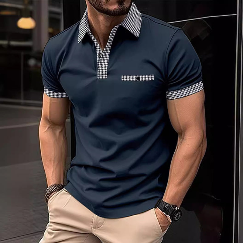 Men's Button Down Colorblock Sports Short Sleeve Polo Shirt 86428180X