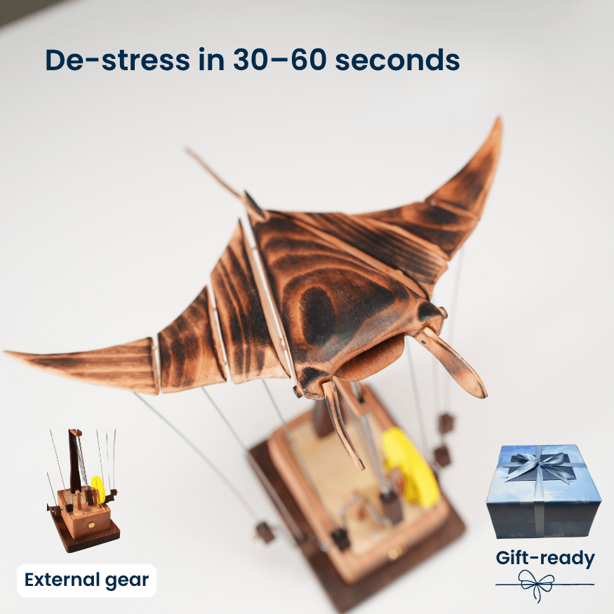 MarinerPoet™ Handcrafted Wooden Manta Ray Automaton