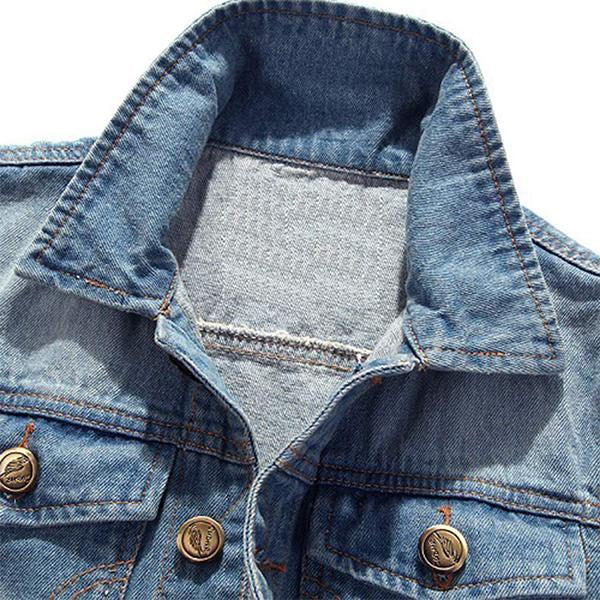 Men's Casual Distressed Frayed Denim Vest 14987136M