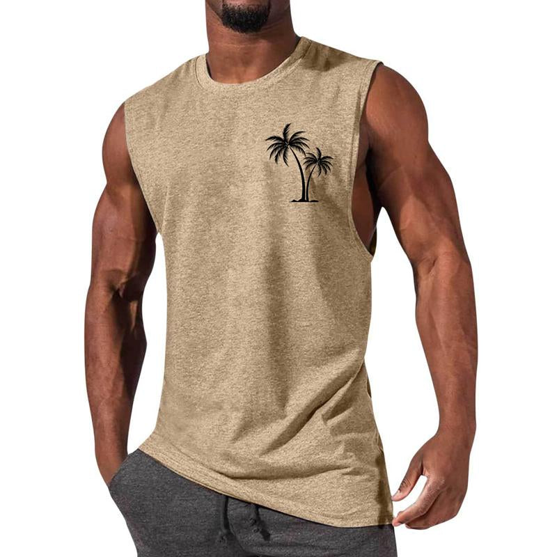 Men's Casual Sports Printed Round Neck Tank Top 12305907X