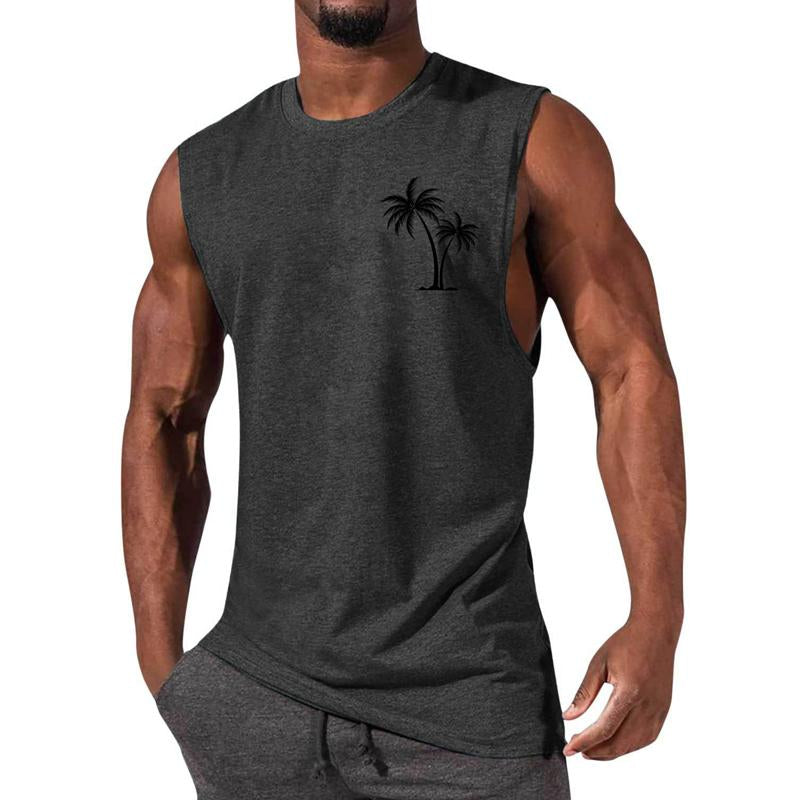 Men's Casual Sports Printed Round Neck Tank Top 12305907X