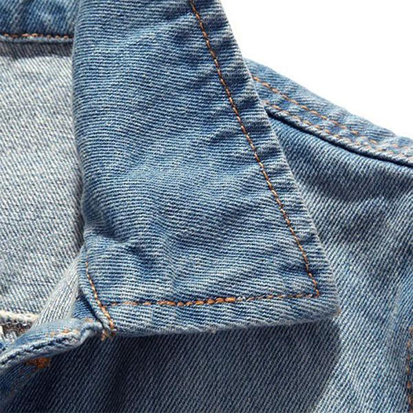 Men's Casual Distressed Frayed Denim Vest 14987136M