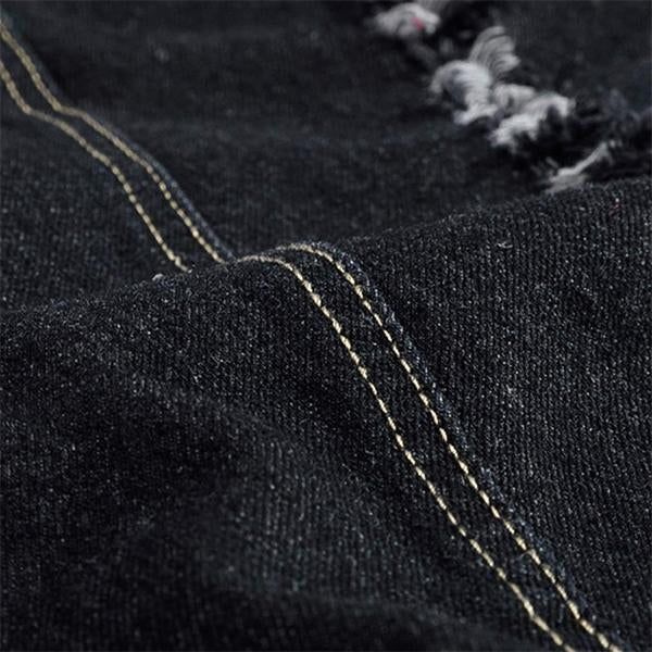 Men's Casual Distressed Frayed Denim Vest 14987136M
