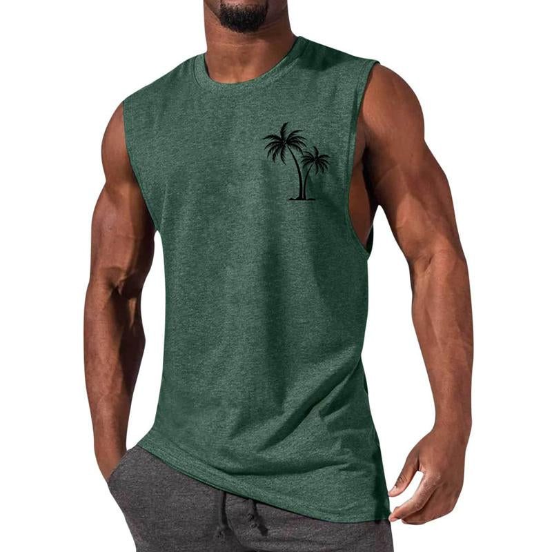 Men's Casual Sports Printed Round Neck Tank Top 12305907X
