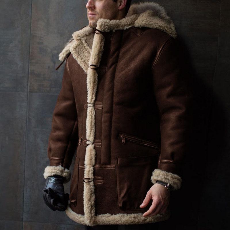 Men's Vintage Thickened Fur Leather Coat 69436272M