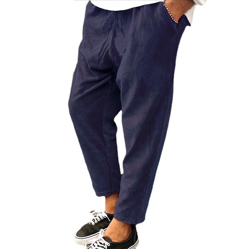 Men's Corduroy Loose Straight Cropped Pants 00857343X
