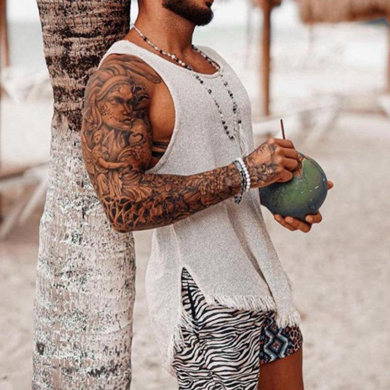 Men's Casual Summer Tassel Knitted Tank Top 65453364M