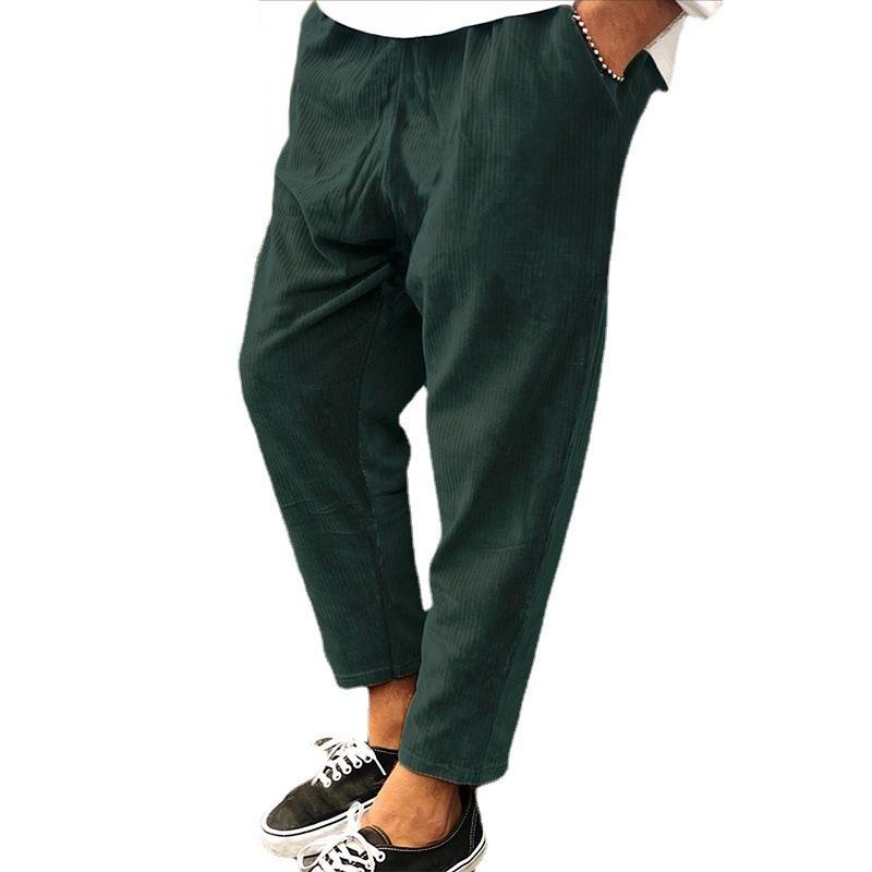 Men's Corduroy Loose Straight Cropped Pants 00857343X