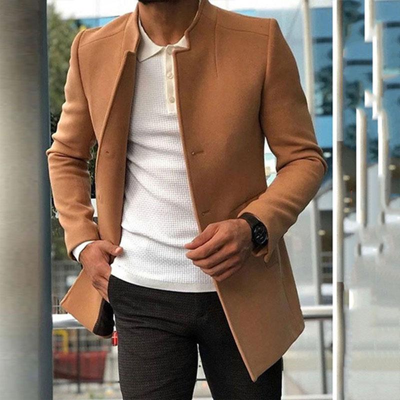 Men's Casual Stand Collar Slim Coat 93778535M