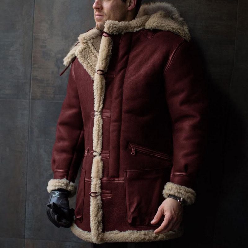 Men's Vintage Thickened Fur Leather Coat 69436272M