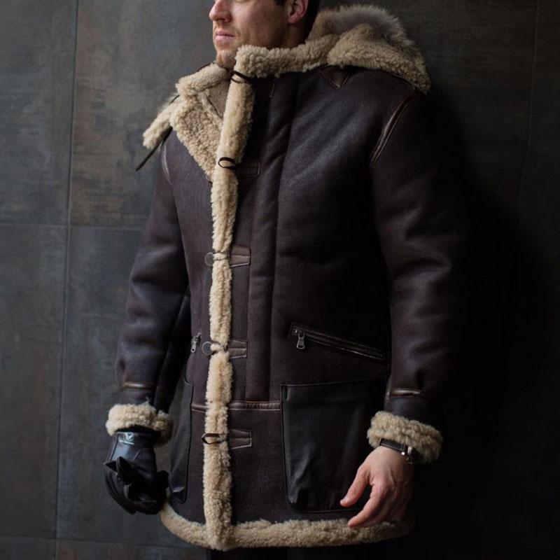 Men's Vintage Thickened Fur Leather Coat 69436272M