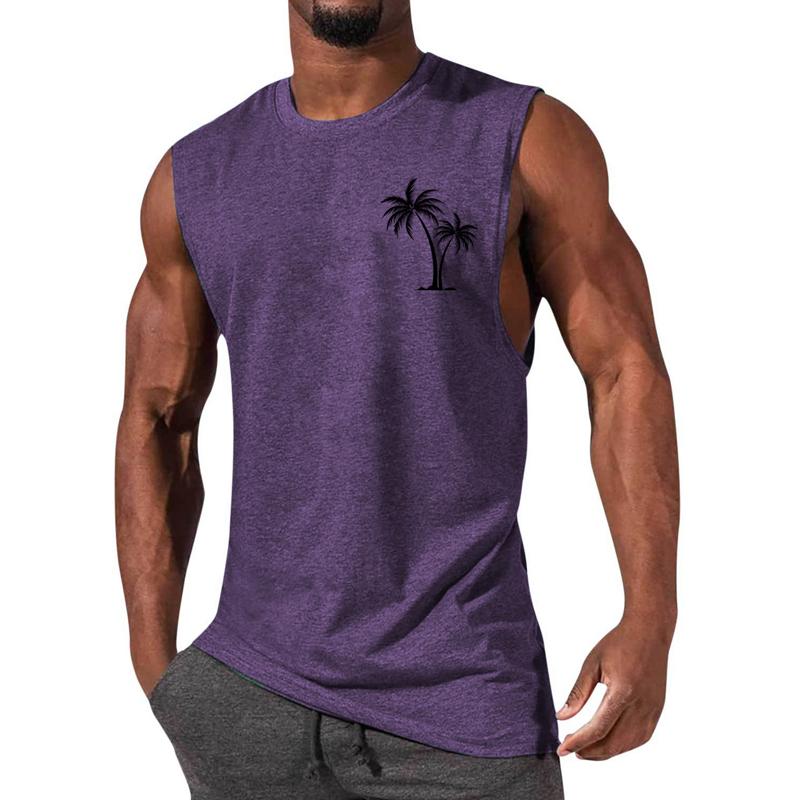 Men's Casual Sports Printed Round Neck Tank Top 12305907X