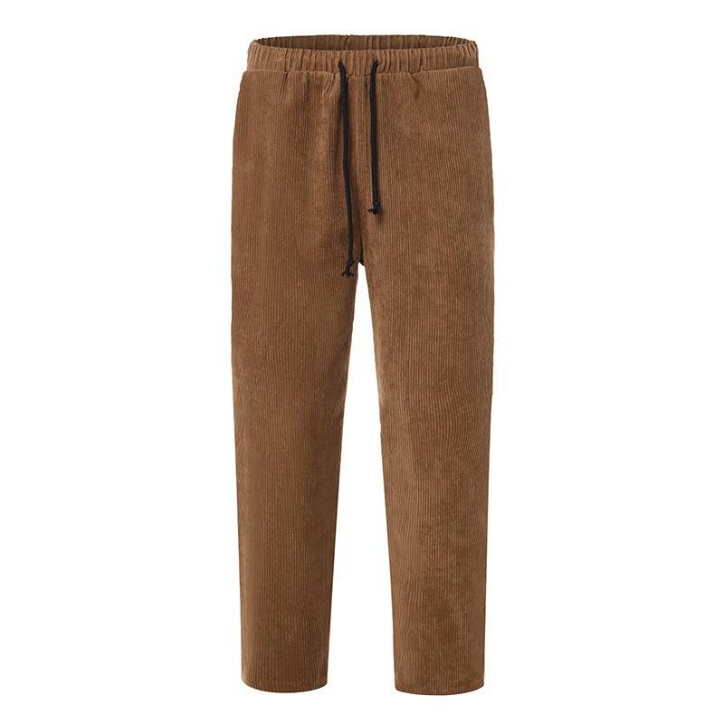 Men's Corduroy Loose Straight Cropped Pants 00857343X
