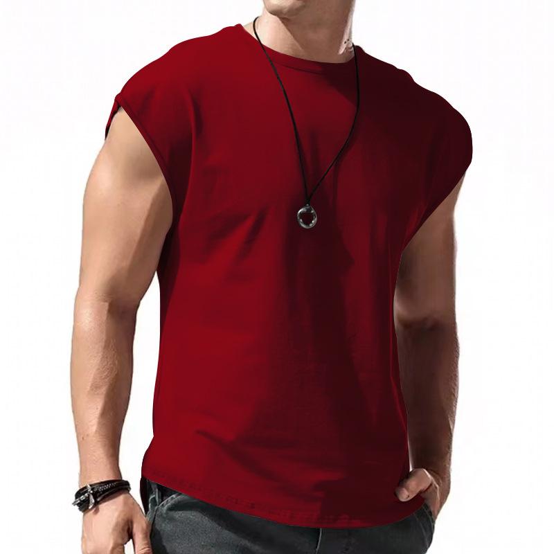 Men's Solid Loose Sleeveless Sports T-shirt 64307072Z