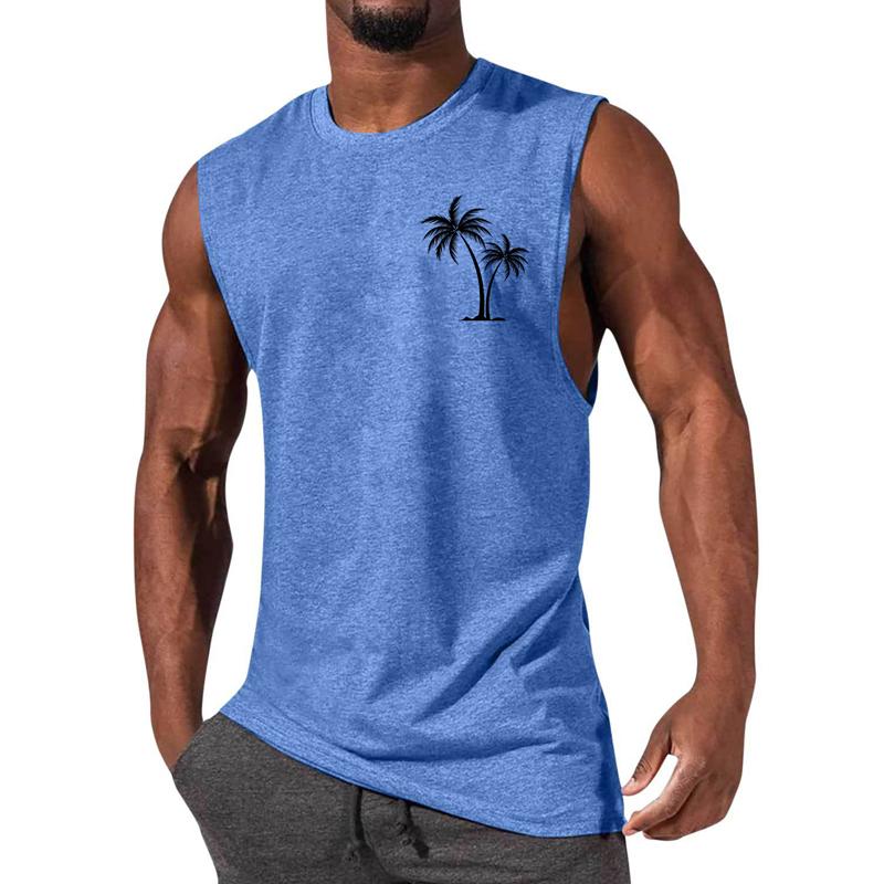 Men's Casual Sports Printed Round Neck Tank Top 12305907X