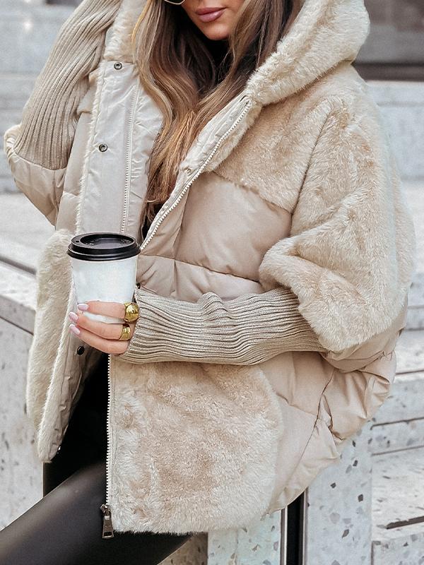 Lila Hooded Fur Patchwork Winter Coat