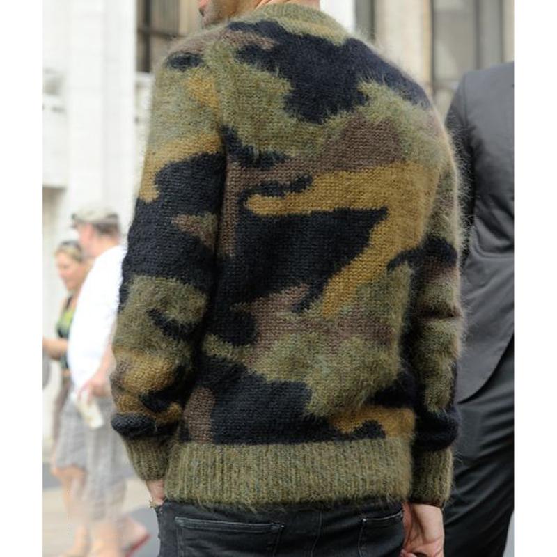 【24-hour shipping】Men's Vintage Camouflage Jacquard Crew Neck Sweater 79045048Y