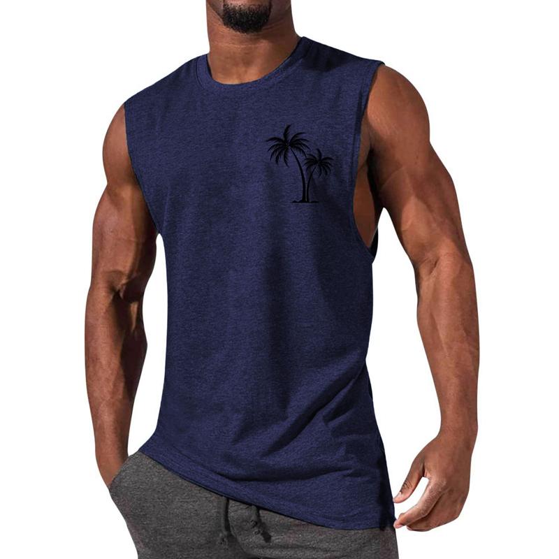 Men's Casual Sports Printed Round Neck Tank Top 12305907X