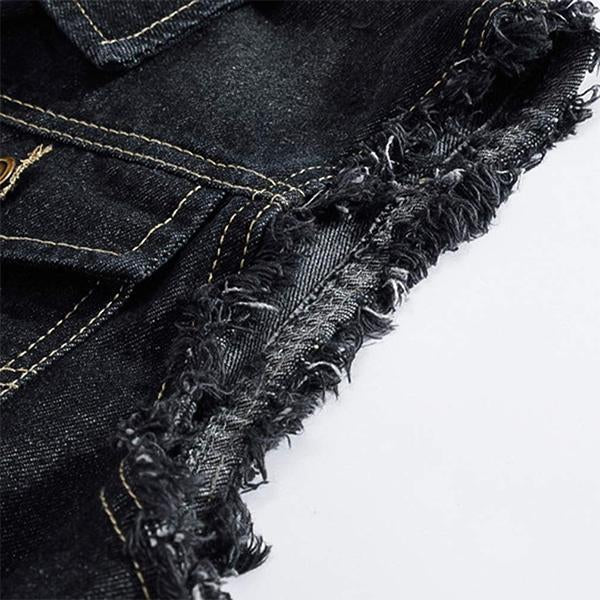 Men's Casual Distressed Frayed Denim Vest 14987136M