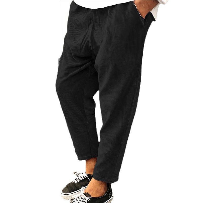 Men's Corduroy Loose Straight Cropped Pants 00857343X