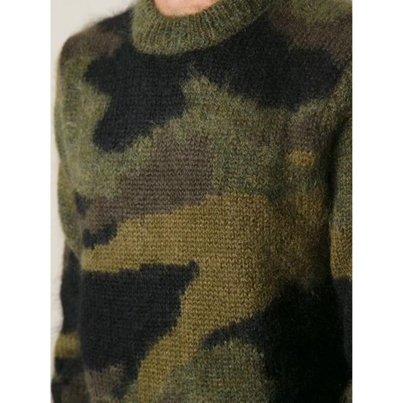 【24-hour shipping】Men's Vintage Camouflage Jacquard Crew Neck Sweater 79045048Y