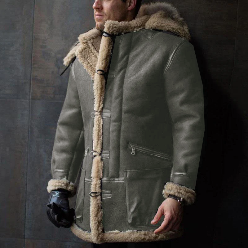 Men's Vintage Thickened Fur Leather Coat 69436272M