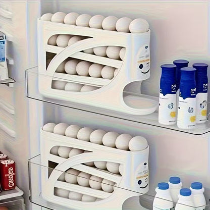 EggTower 30 — 4-Tier Countertop & Fridge Egg Holder (Side Door, 30 Eggs, Handle, Glossy Finish)