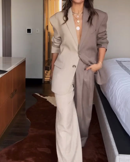 California Set - Color-Matching Suit Jacket and Pants Two-Piece Set