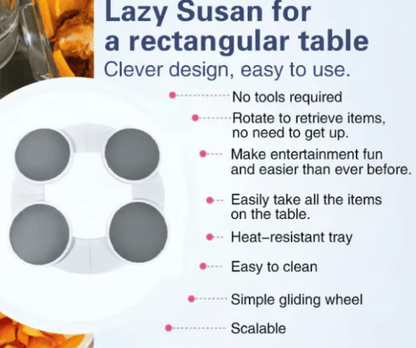 Turntable for rectangular long and oblong tables