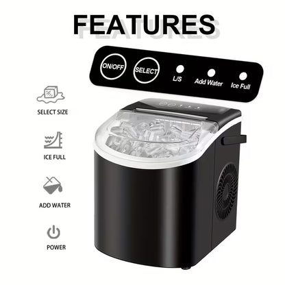 FrostFlow 26 — Countertop Ice Maker, 26 lbs/day, Portable with Handle + Basket & Scoop