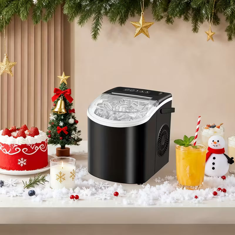 FrostFlow 26 — Countertop Ice Maker, 26 lbs/day, Portable with Handle + Basket & Scoop