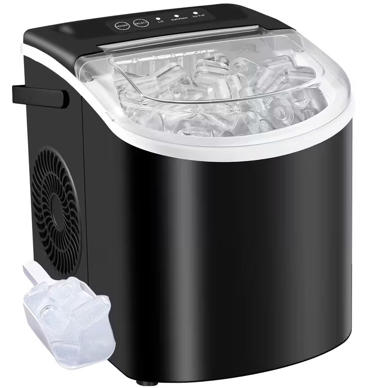 FrostFlow 26 — Countertop Ice Maker, 26 lbs/day, Portable with Handle + Basket & Scoop