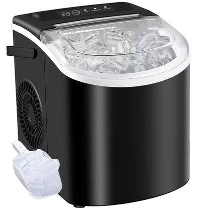 FrostFlow 26 — Countertop Ice Maker, 26 lbs/day, Portable with Handle + Basket & Scoop