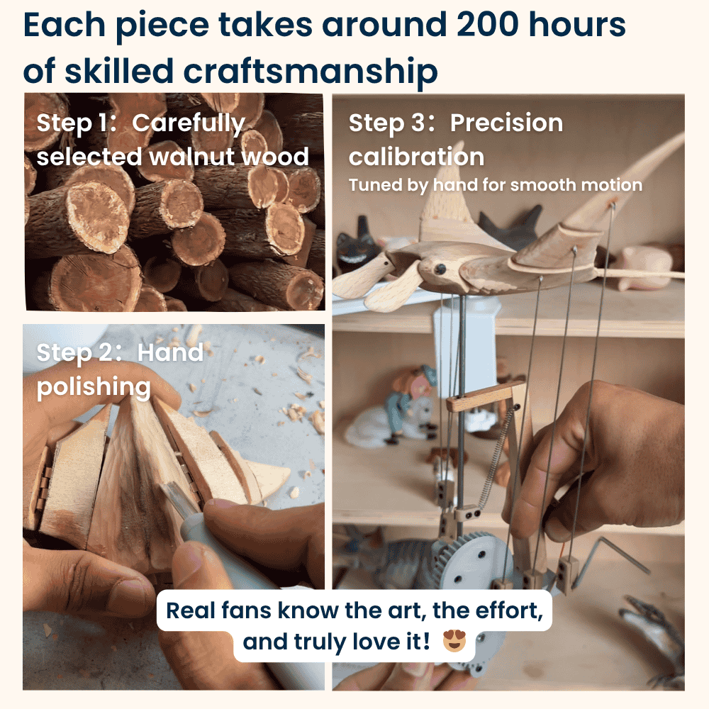 MarinerPoet™ Handcrafted Wooden Manta Ray Automaton