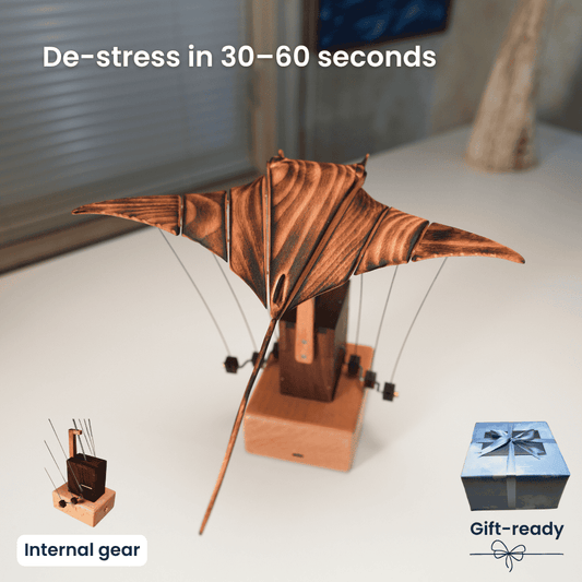 MarinerPoet™ Handcrafted Wooden Manta Ray Automaton