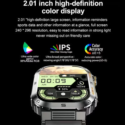 TitanTrek Rugged Smartwatch — Wireless Call, Outdoor Fitness.