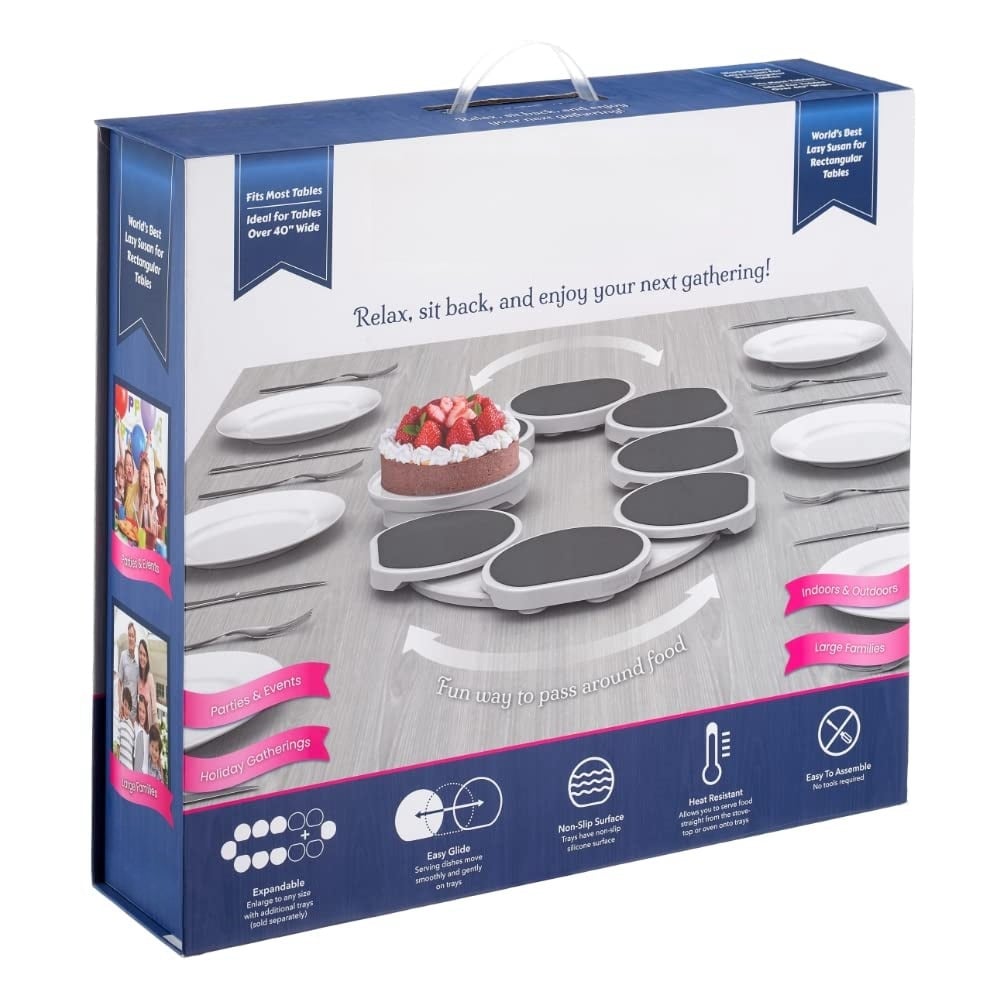 Turntable for rectangular long and oblong tables