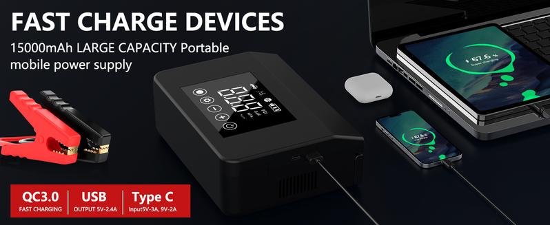 FYNNN - RoadRescue 4000A — Car Jump Starter + 150 PSI Tire Inflator (12V, 15,000 mAh, LED, Power Bank)