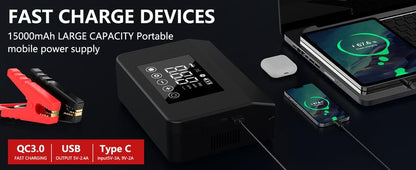 FYNNN - RoadRescue 4000A — Car Jump Starter + 150 PSI Tire Inflator (12V, 15,000 mAh, LED, Power Bank)