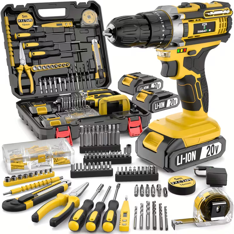 🔧 PowerForge 20V — Cordless Drill & 148-Piece Tool Set