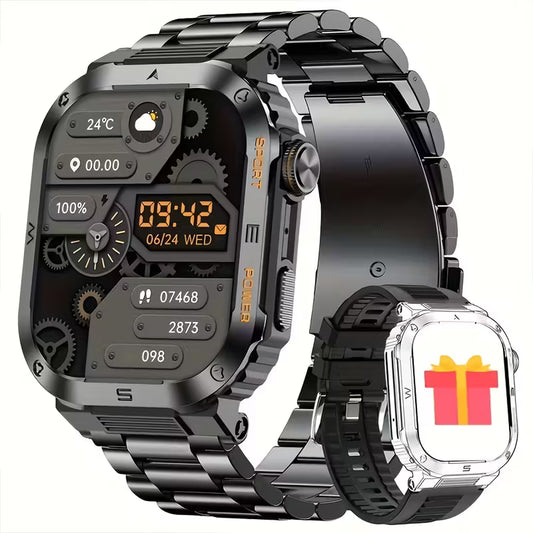 TitanTrek Rugged Smartwatch — Wireless Call, Outdoor Fitness.