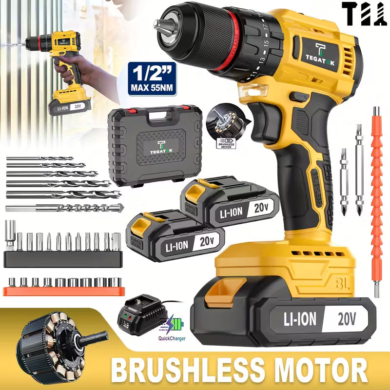 🔧 PowerForge 20V — Cordless Drill & 148-Piece Tool Set