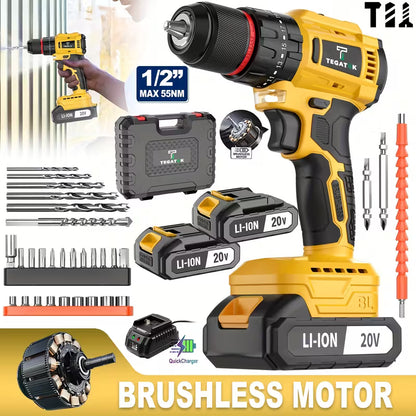 🔧 PowerForge 20V — Cordless Drill & 148-Piece Tool Set