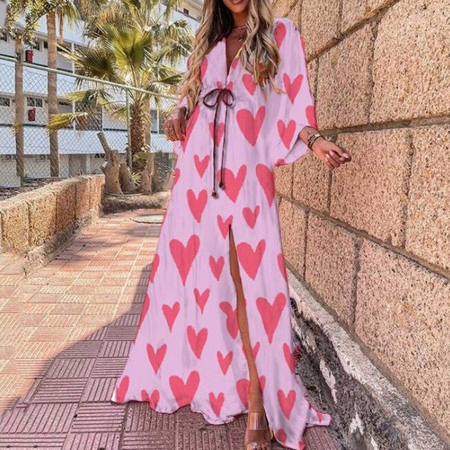 Elegant Euro-American V-Neck Autumn Dress