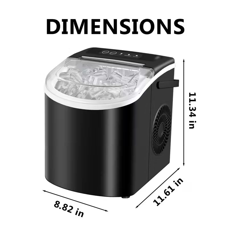 FrostFlow 26 — Countertop Ice Maker, 26 lbs/day, Portable with Handle + Basket & Scoop