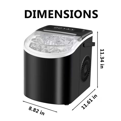 FrostFlow 26 — Countertop Ice Maker, 26 lbs/day, Portable with Handle + Basket & Scoop