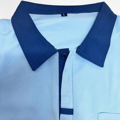 Men's Casual Color Block Pocket Short Sleeve Polo Shirt 15366994Y