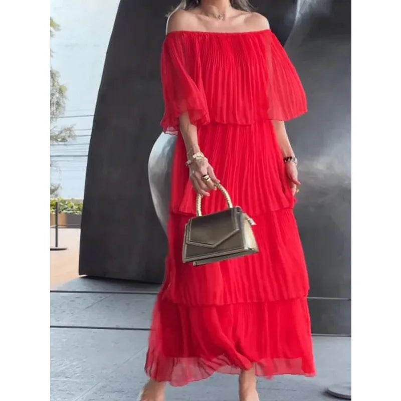 Katherine - Pleated Ruffle Dress
