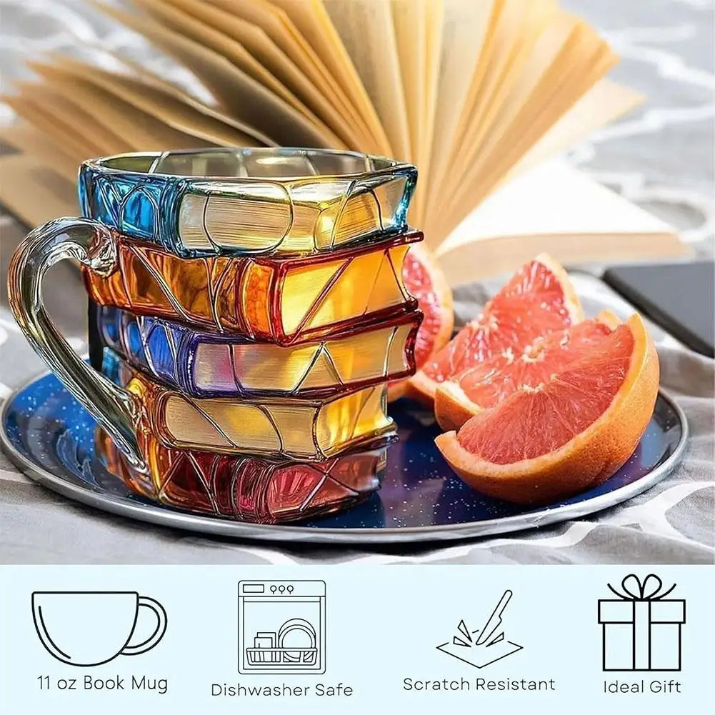 Bookstack Glass Coffee Mug